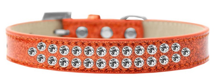 Two Row Clear Crystal Size 18 Orange Ice Cream Dog Collar